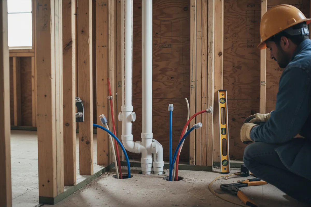 Drain and supply rough-in during Sump Pump Repair in Tranquillity