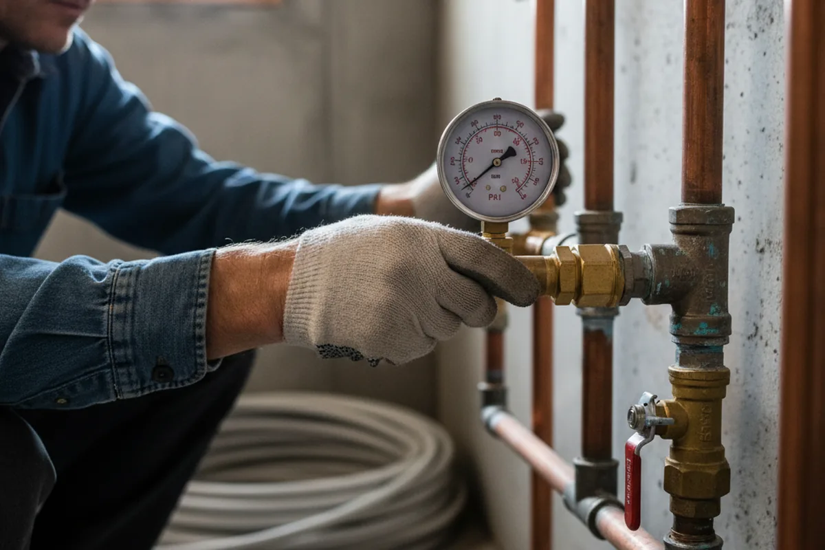 Pressure testing a repaired line during Water Line Repair in Tranquillity